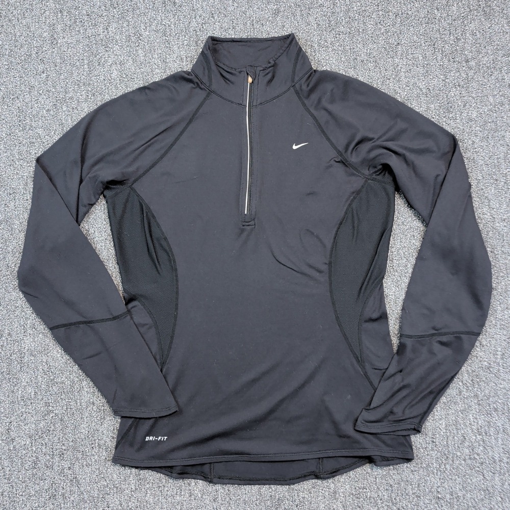 Nike Y2K Dri-FIT 1/4 Zip Running Top M Black 352148-010 Activewear Pullover